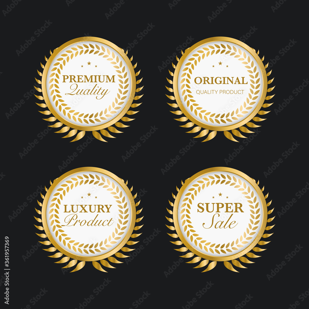Seal gold badges and labels premium quality Premium Vector Seal gold badges and labels premium quality Premium Vector