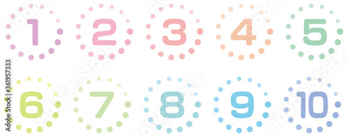 数字をグラデーションの円で囲んだイラスト