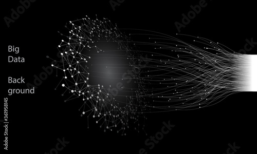 big data connection concept. black and white abstract tech background.