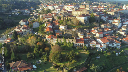 Aerial view in Tui,village of Galicia. Drone Photo