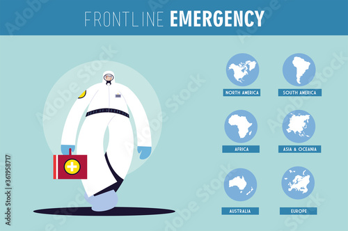 Frontline medical team working in different countries for health emergency