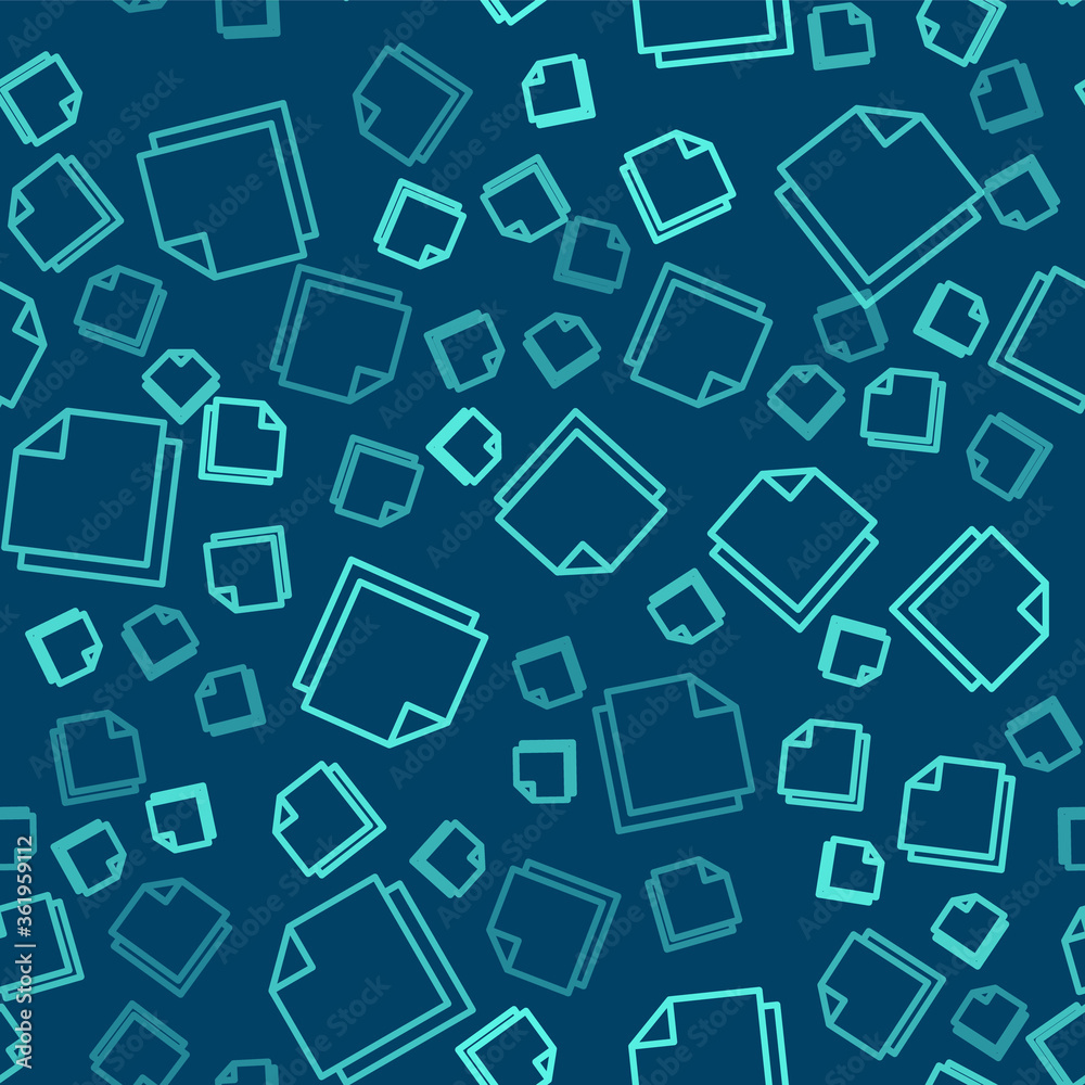 Green line Post note stickers icon isolated seamless pattern on blue background. Sticky tapes with space for text or message. Vector Illustration. Green line Post note stickers icon isolated seamless pattern on blue background. Sticky tapes with space for text or message. Vector Illustration.