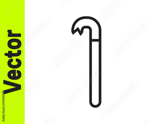Black line Crowbar icon isolated on white background. Vector Illustration.