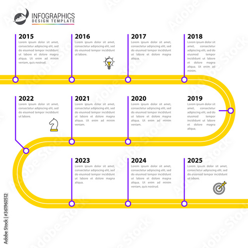 Infographic design template. Timeline concept with 11 steps photo