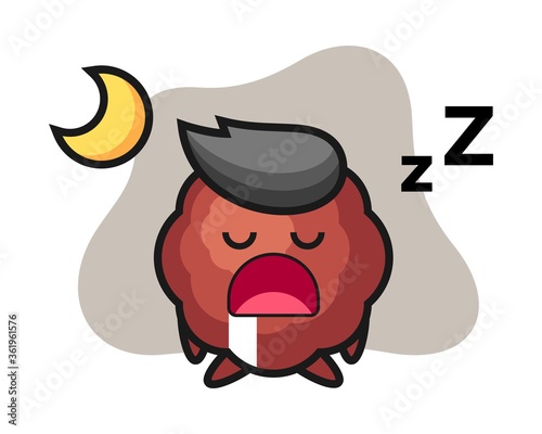 Meatball cartoon sleeping at night
