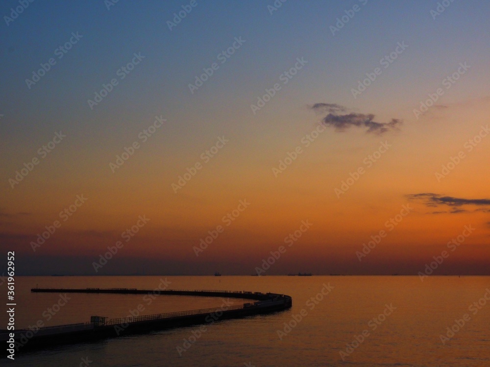 sunset view from Makuhari beach Chiba,Japan