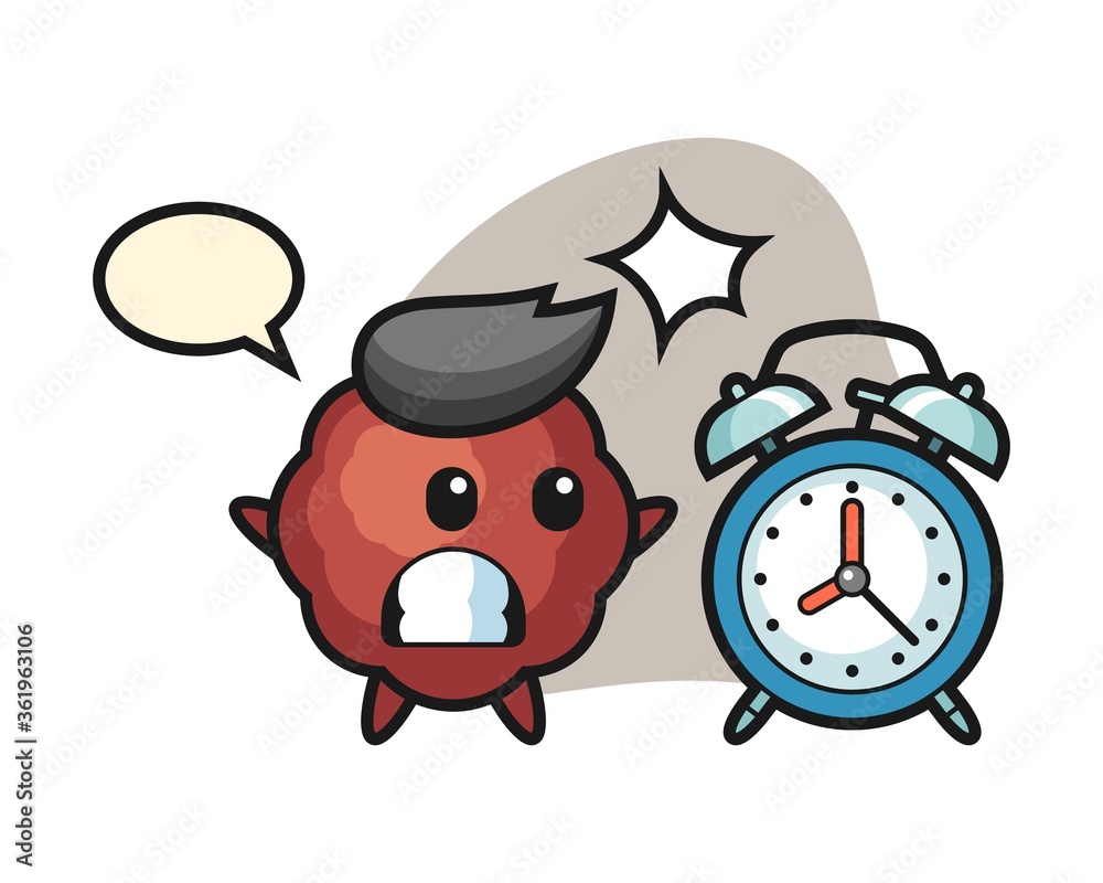 Meatball cartoon surprised with a giant alarm clock Meatball cartoon surprised with a giant alarm clock