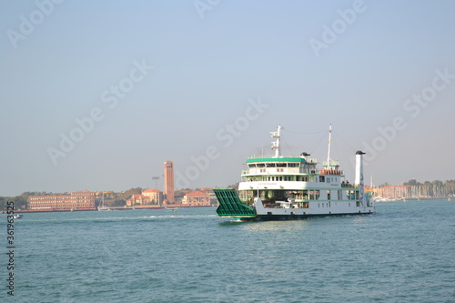 LIDO, VENICE, ITALY – OCTOBER 22, 2012: A view of Venetian ferry as seen from Lido, Italy