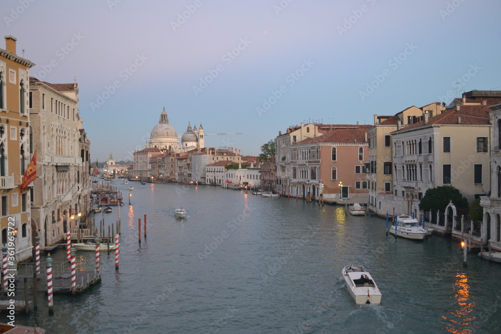 VENICE, ITALY – OCTOBER 23, 2012: A view of the Grand Canal of Venice at night