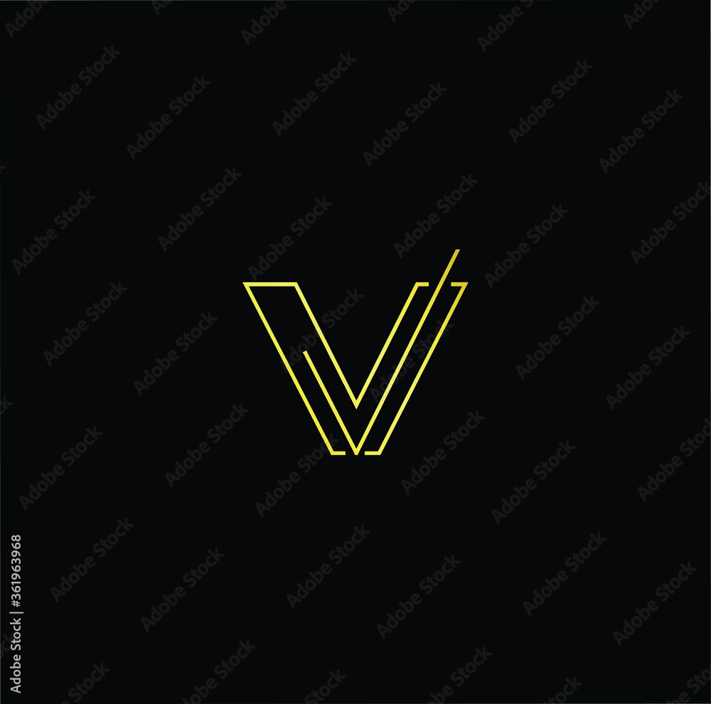 Minimal elegant monogram art logo. Outstanding professional trendy awesome artistic V VV initial based Alphabet icon logo. Premium Business logo gold color on black background Minimal elegant monogram art logo. Outstanding professional trendy awesome artistic V VV initial based Alphabet icon logo. Premium Business logo gold color on black background