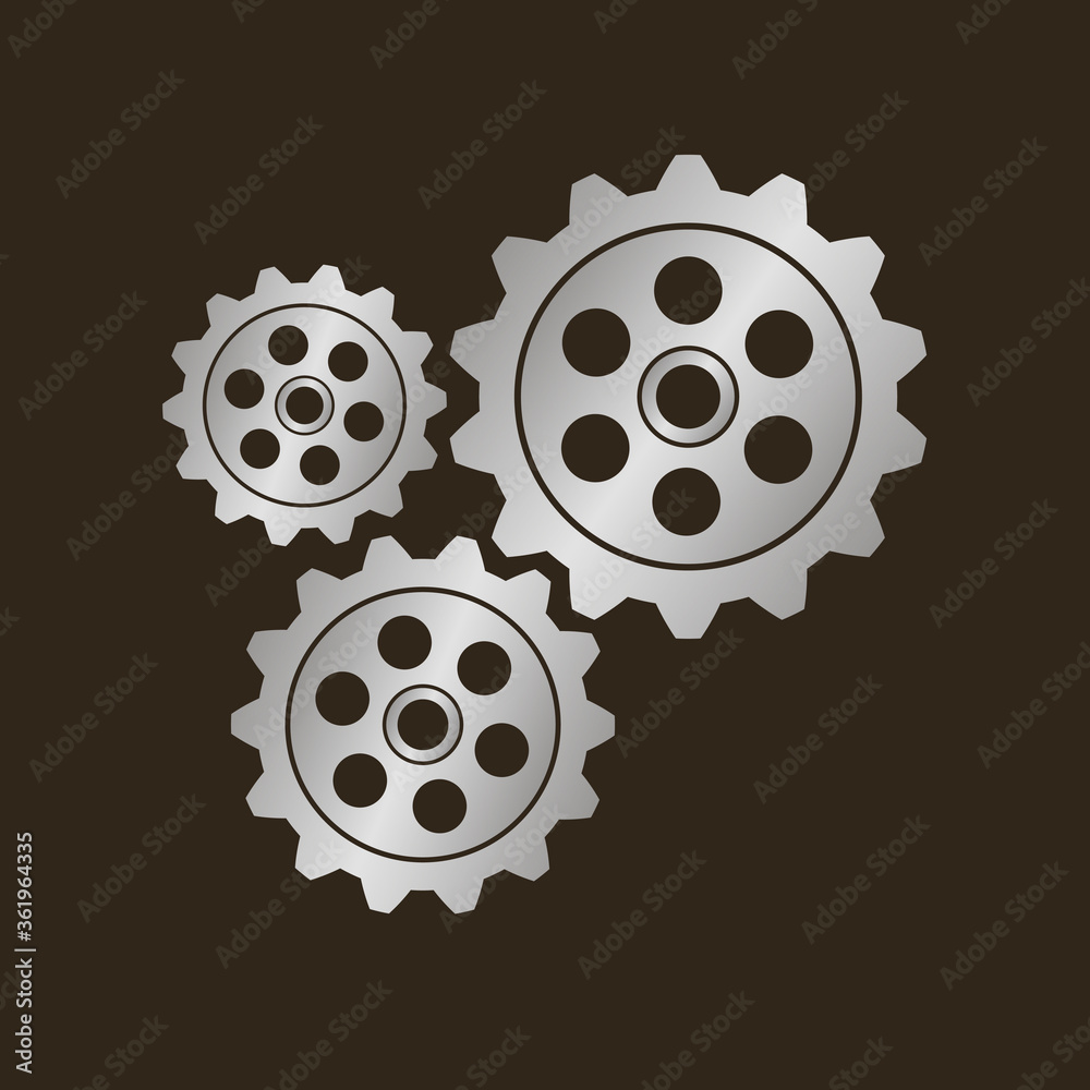 Metal gears. Factory gears vector icon. Mechanical gear. The image of the gear. Machine gear. Cogwheel gear