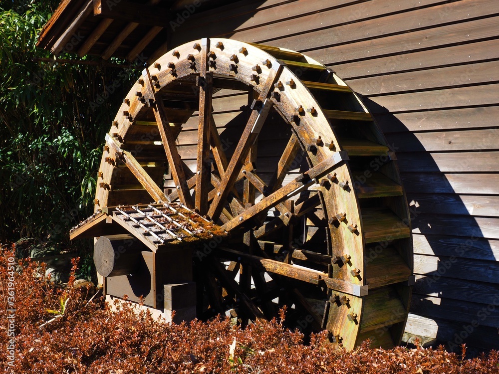 traditional Japanese water mill house