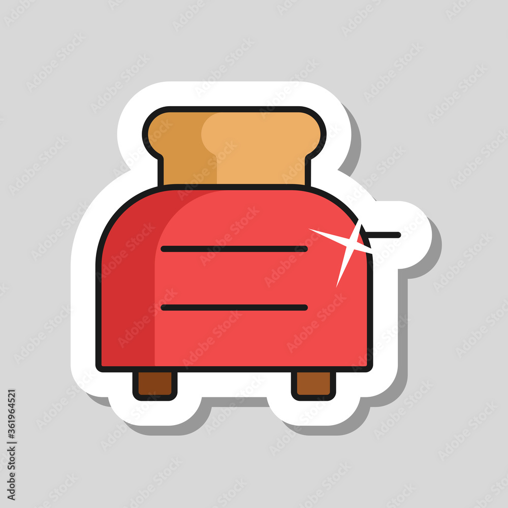 Toaster with toasts vector icon. Kitchen appliance Toaster with toasts vector icon. Kitchen appliance