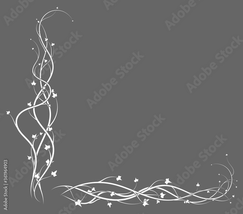 gray background with white ivy weaving plant. new
