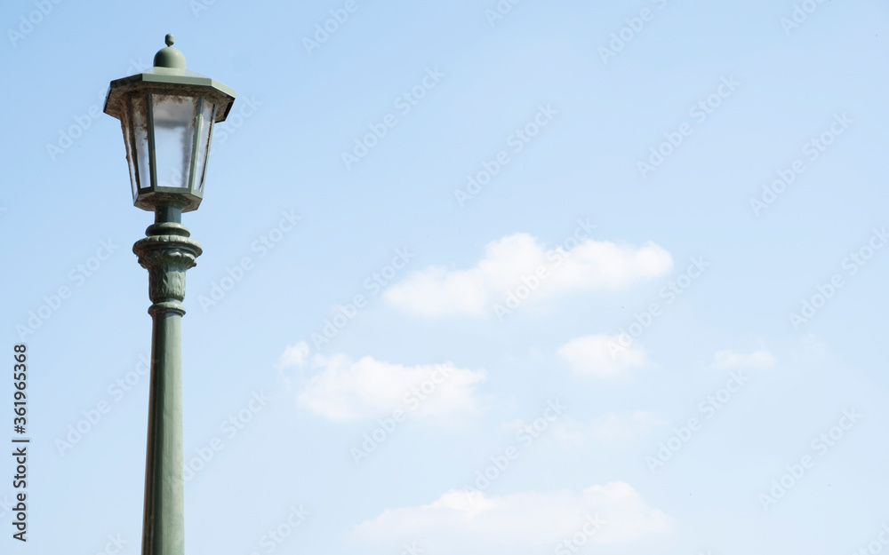 classic street lamp, sky and clouds - copy space
