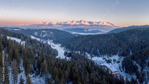 beautiful landscape with valleys, lakes and rivers in High Tatras