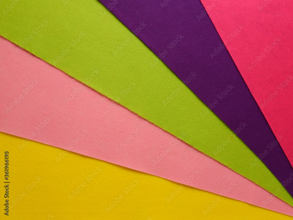 Fan of colored bright felt textile material. Fan of colored bright felt textile material.