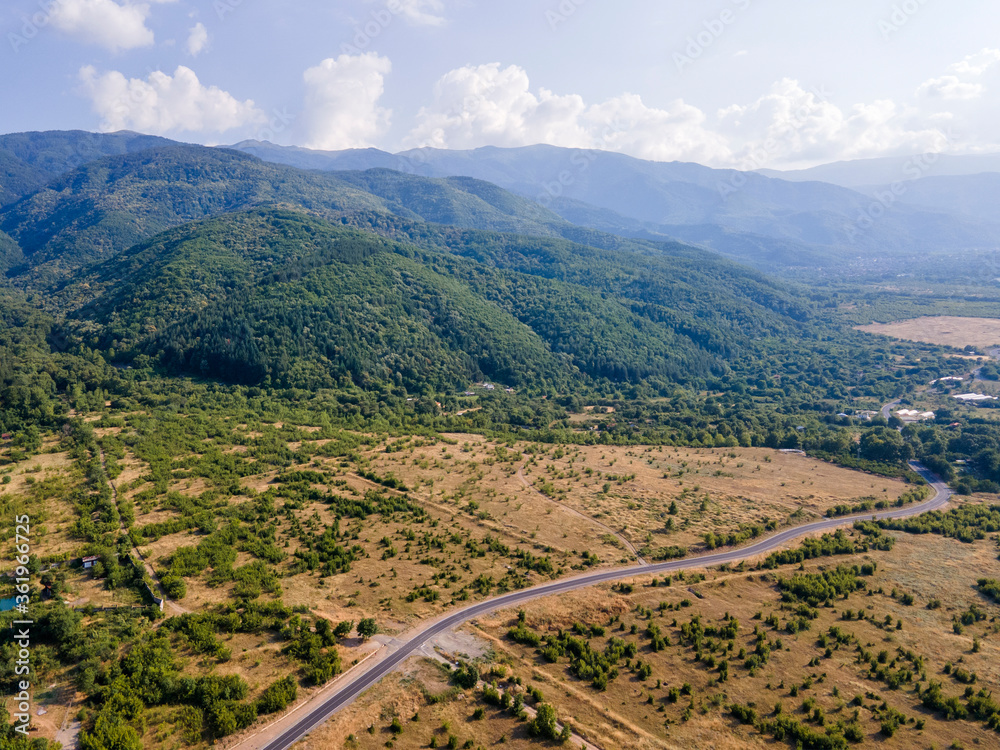 Aerial view of Petrich valley, Bulgaria