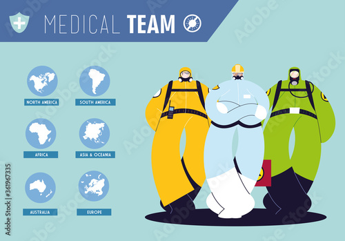 Frontline medical team working in different countries for health emergency