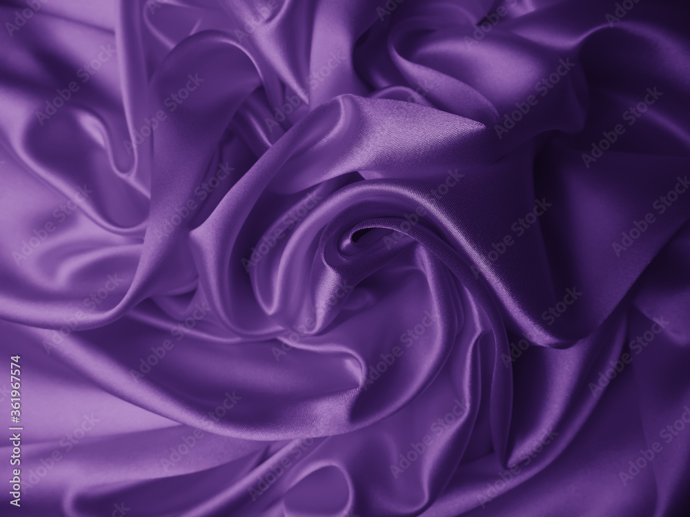 Obraz premium Beautiful smooth elegant wavy violet purple satin silk luxury cloth fabric texture with violet background design. Card or banner. Copy space