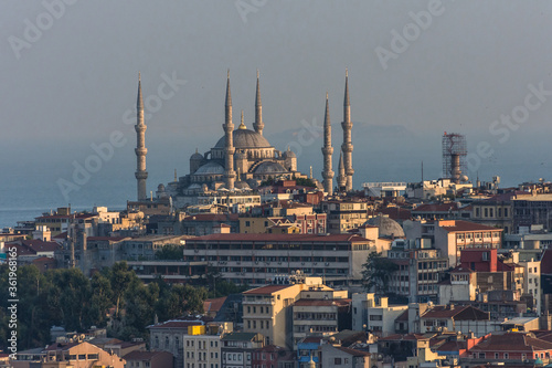 sunset view on Mosque in Istanbul augst summer