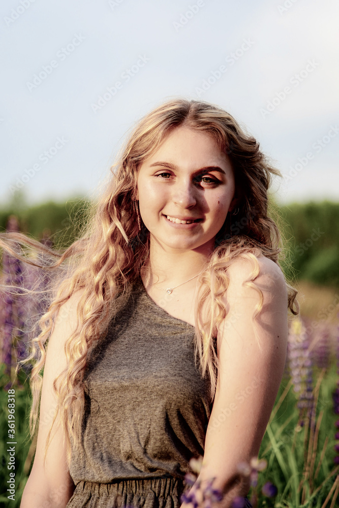 Tinted large portrait of a girl against the background of nature. Tinted large portrait of a girl against the background of nature.