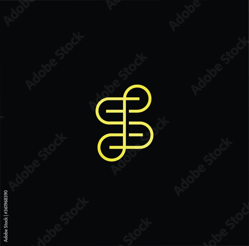 Minimal elegant monogram art logo. Outstanding professional trendy awesome artistic S SS initial based Alphabet icon logo. Premium Business logo gold color on black background