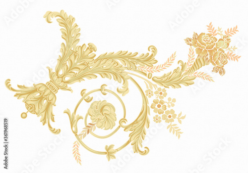 Baroque Rococo style wallpaper design, European background pattern, suitable for textile, clothing and bottom design