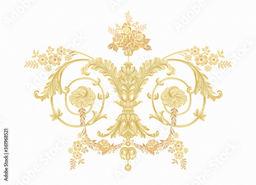 Baroque Rococo style wallpaper design, European background pattern, suitable for textile, clothing and bottom design