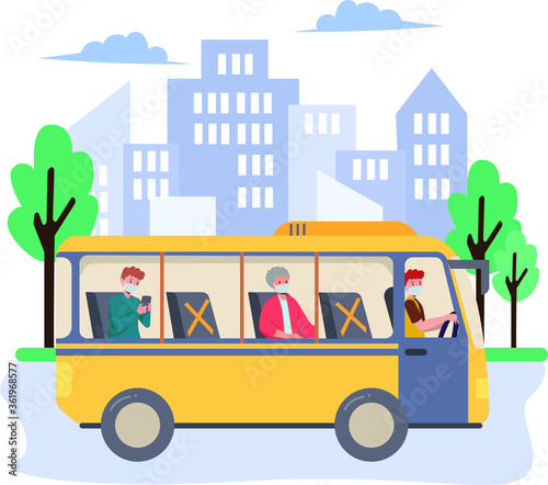 Peoples are traveling using bus illustration