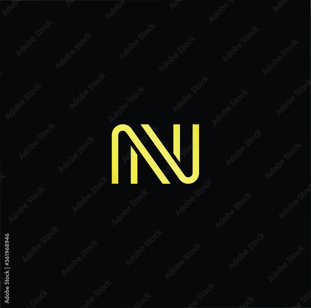 Minimal elegant monogram art logo. Outstanding professional trendy awesome artistic N NN initial based Alphabet icon logo. Premium Business logo gold color on black background