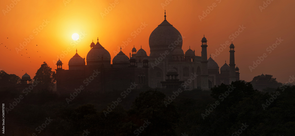 A sunset view of the Taj Mahal