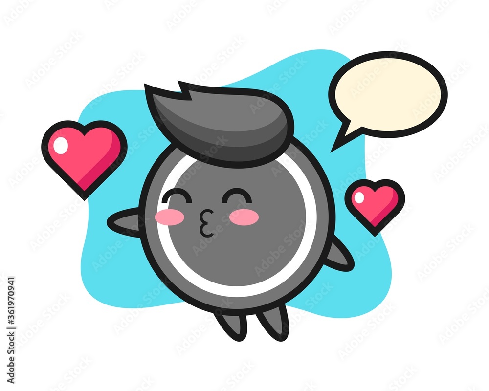 Hockey puck cartoon with kissing gesture Hockey puck cartoon with kissing gesture