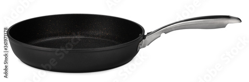New black frying pan isolated on white background