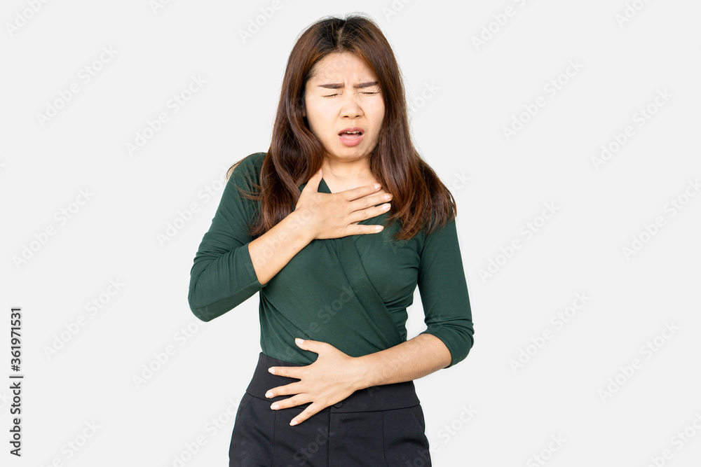 Asian woman having panic attack cause shortness of breath, can be used for heart attack , asthma and heartburn concept
Asian woman having panic attack cause shortness of breath, can be used for heart attack , asthma and heartburn concept