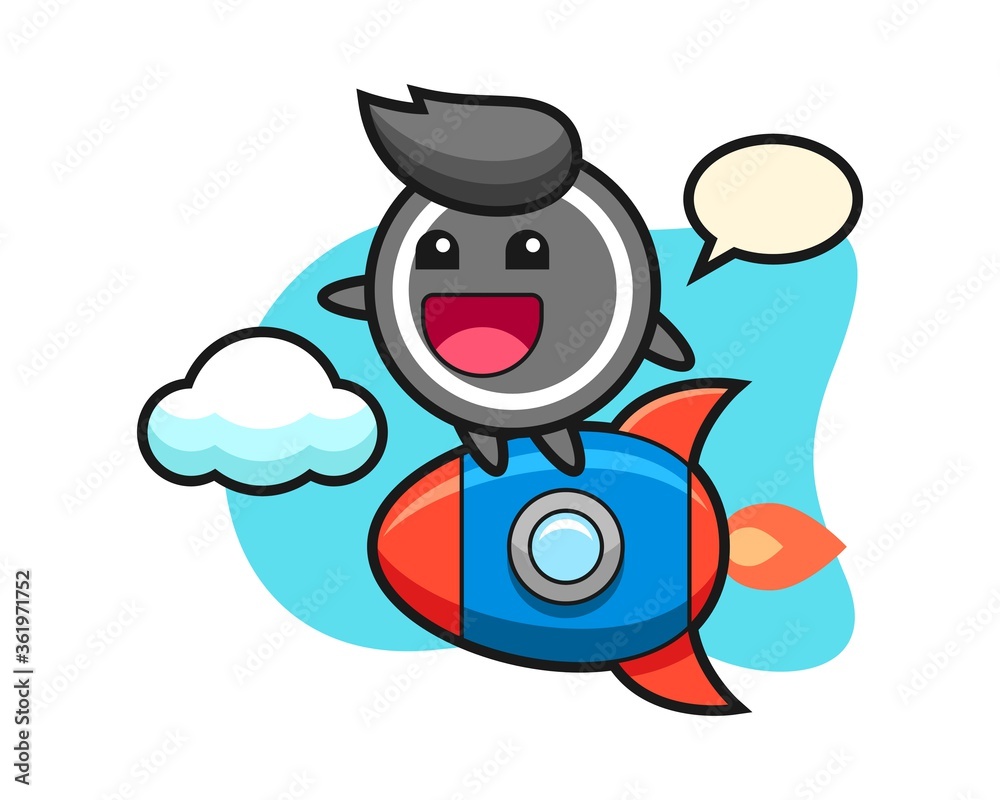 Hockey puck cartoon riding a rocket Hockey puck cartoon riding a rocket
