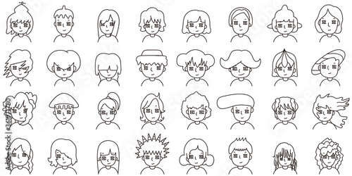 32種類の人物イラスト（白黒）1