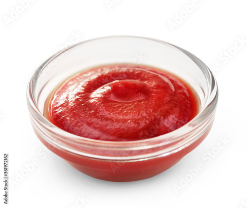 Tomato sauce in the bowl isolated on white background