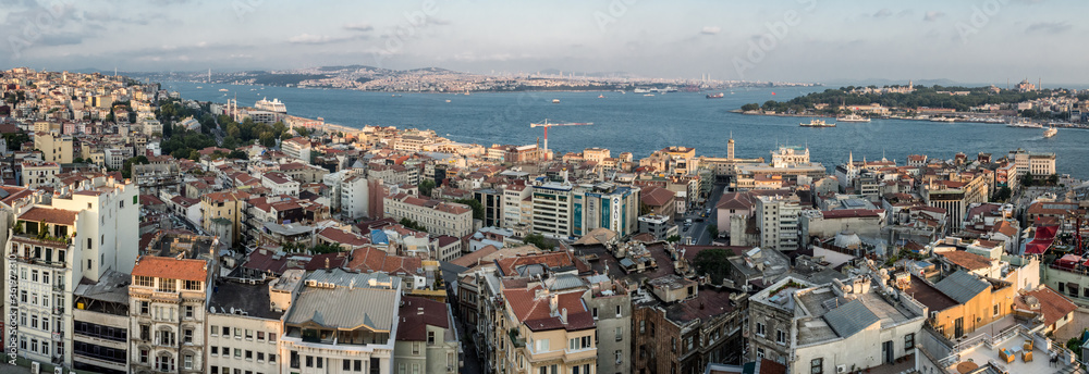 panoramic sunset view on Istanbul Constantinople in augst summer