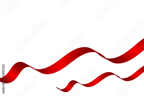 Red Curly Ribbons Background. Celebration   Surprise. Vector Illustration