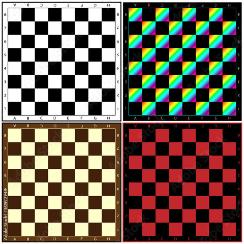 Set of chess boards. Template for print, for games.