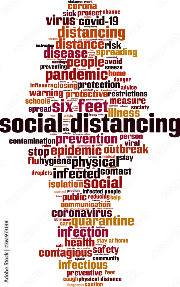 Obraz premium Social distancing word cloud