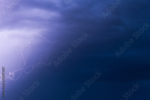 Lightning storm background with ligtening bolt