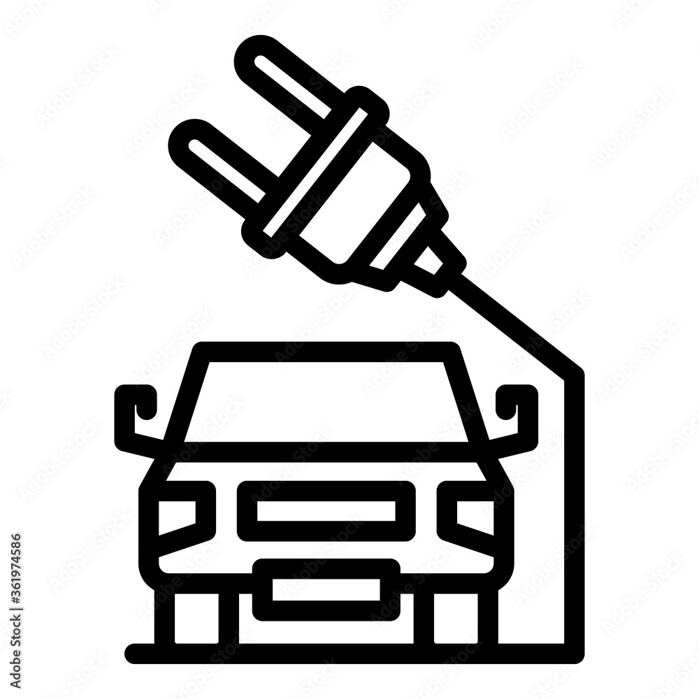 Electric car plug icon. Outline electric car plug vector icon for web design isolated on white background
