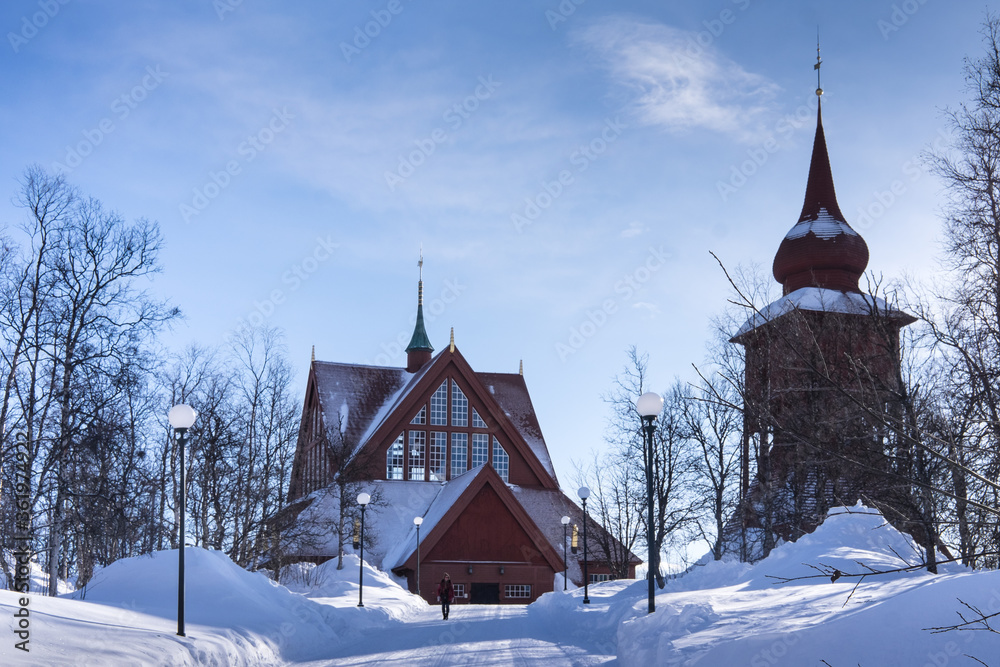 Kiruna Church is a church building in the shape of a Sami goahti in Kiruna, Sweden, and is one of Sweden's largest wooden buildings