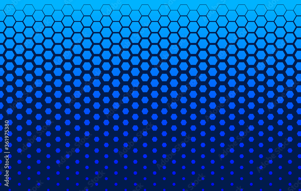 Halftone technology banner with hexagons