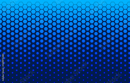 Halftone technology banner with hexagons