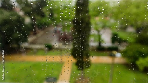 Time lapse of rain drops on the window