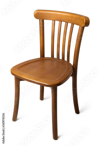 Old-fashioned vintage wooden chair isolated on white