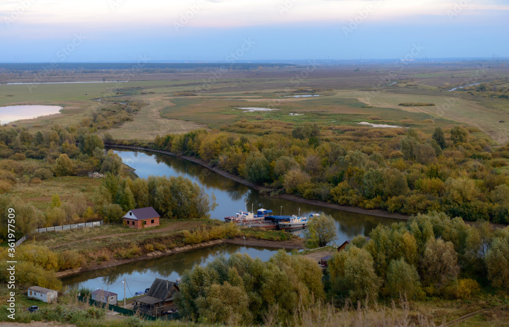 View of the confluence of the Toima river into the Kama river, Elabuga, Tatarstan, Russian Federation